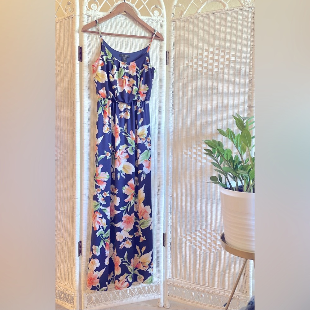 Love Ryan Los Angeles Blue Floral Maxi Dress Small